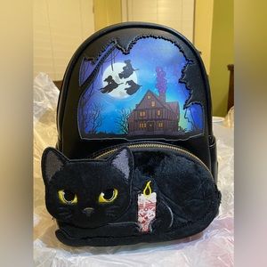 NEW Loungefly Disney Hocus Pocus Binx Pocket Womens Double Strap Shoulder Bag